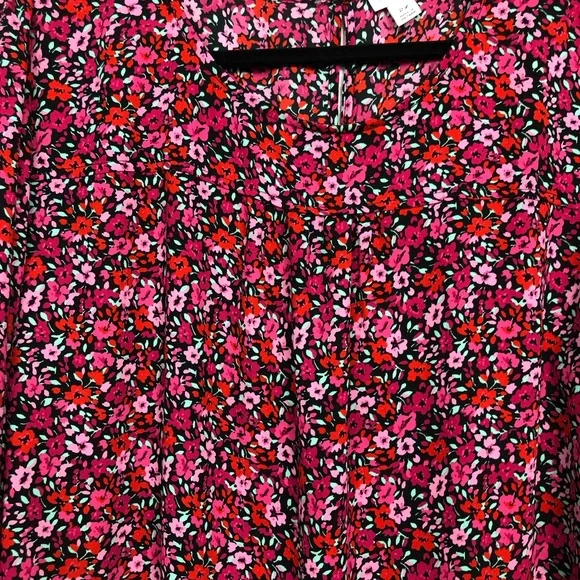 J Crew Factory  Women’s Floral Green Pink Print Long Sleeves Size 2X - Picture 9 of 10